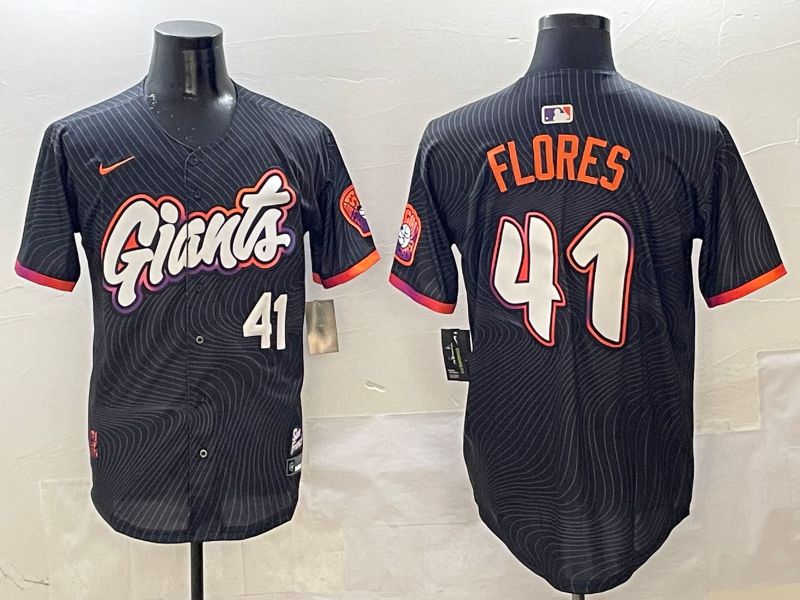 Men San Francisco Giants #41 Flores Black Joint Name Nike 2025 MLB Jersey style 4
